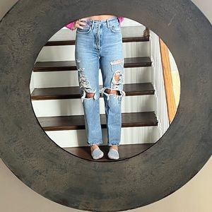 Agolde High Rise Ripped Blue Jeans